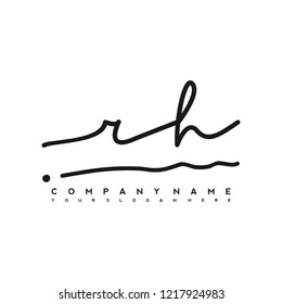 R H Initial handwriting logo vector