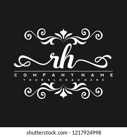 R H Initial handwriting logo vector