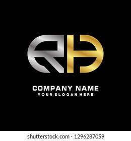 R H initial letter, modern logo design template vector 