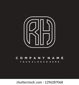 R H initial letter, modern logo design template vector 
