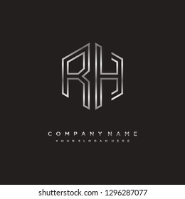 R H initial letter, modern logo design template vector 