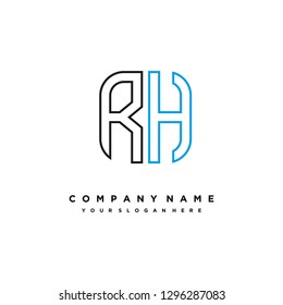 R H initial letter, modern logo design template vector 