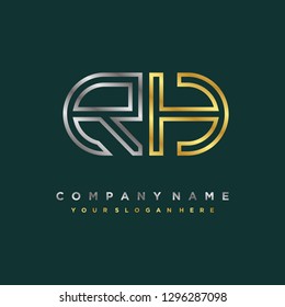 R H initial letter, modern logo design template vector 