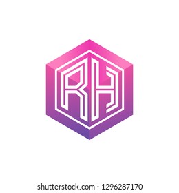 R H initial letter, modern logo design template vector 