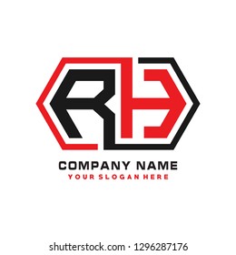 R H initial letter, modern logo design template vector 
