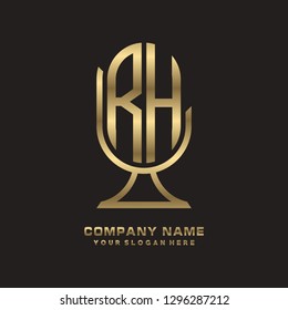 R H initial letter, modern logo design template vector 