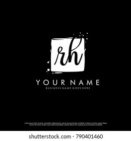 R H initial square logo template vector