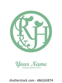 R H initial wedding decorative logo template