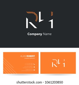 R & H joint logo stroke letter design with business card template