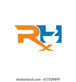 R H letter pharmacy logo design