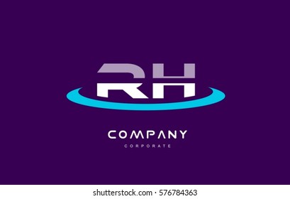 r h rh cyan magenta blue letter combination alphabet vector company logo icon sign design template 