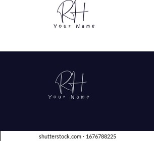 R H RH Initial letter handwriting and signature logo.	