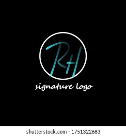 R H RH initial logo handwriting template vector