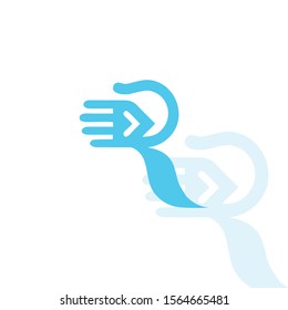 R with hand iniitial letter logo - vector