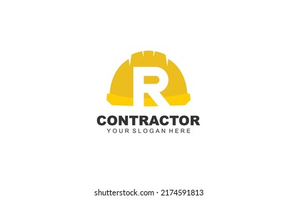 R Hard Hat Logo Design Inspiration. Vector Letter Template Design For Brand