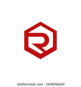 R hexagon logo vector modern graphic