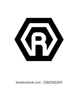 R formato de diseño de icono de logotipo de letra hexagonal vector
