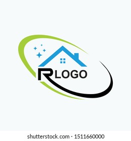 R home logo design. House cleaning logo template, home care icon and symbol