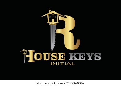 R House keys Letter logo template for your branding.