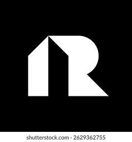 R house simple negative space logo design