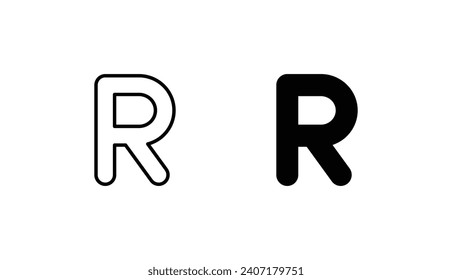 Diseño de icono R con ilustración de fondo blanco