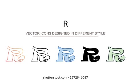R icon design with white background stock illustration