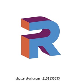 R Initial 3D Logo, Simple and Modern, EPS 10 vector