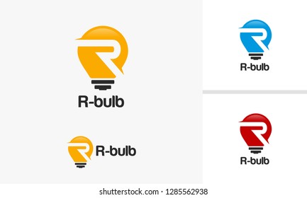 R initial Bulb Logo template vector,