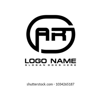 A R Initial circle logo template vector