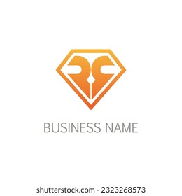 Imagen vectorial del logotipo de la forma del diamante inicial