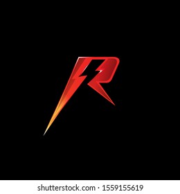 R initial energy powerful vector logo design