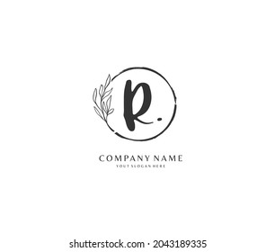 R Initial handwriting or handwritten logo for identity. Logo with signature and hand drawn style.