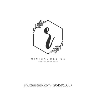 r Initial handwriting or handwritten logo for identity. Logo with signature and hand drawn style.