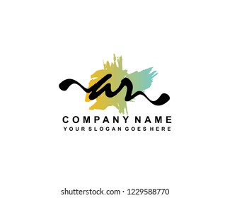 A R Initial Handwriting Logo Template