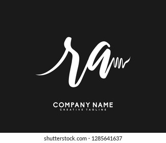 R A Initial Handwriting Logo Template Vector