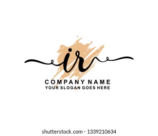 I R Initial Handwriting Logo Template