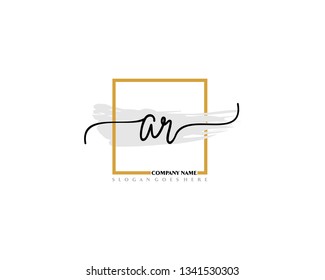 A R Initial Handwriting Logo Template