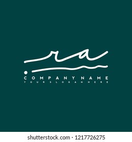 R A Initial handwriting logo vector