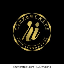 R I Initial handwriting logo vector