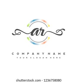 A R Initial handwriting logo vector