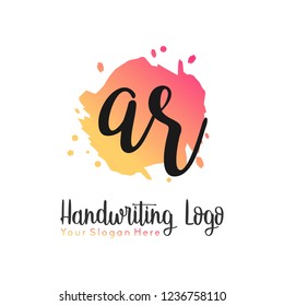 A R Initial handwriting logo vector
