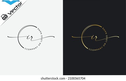 i r Initial handwriting signature logo, initial signature, elegant logo design
vector template.
