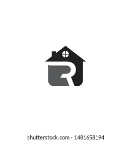 r initial home logo modern vector