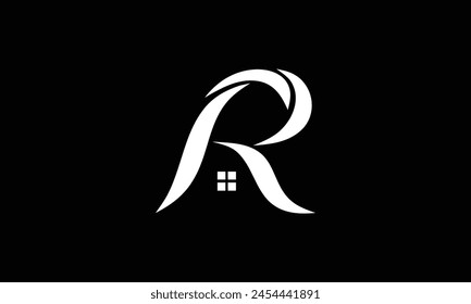 R initial home or real estate logo vector design