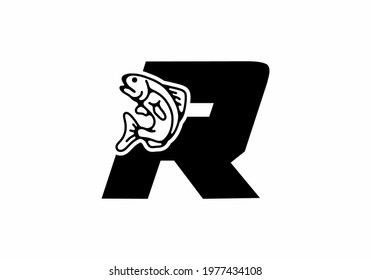 R initial letter with fish design