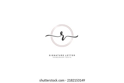 R Initial letter handwriting and  signature logo. A concept with template element.