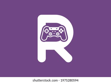 R initial letter with joystick shape design