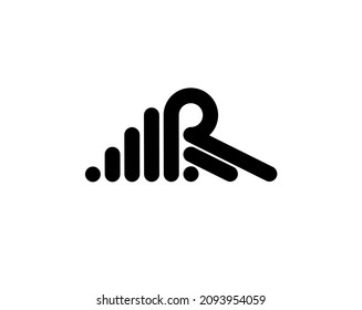 R initial letter line logo