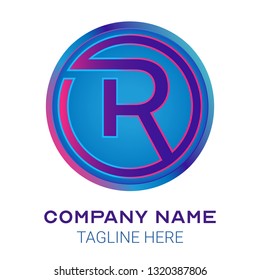 R initial letter logo design with gradient of cyan and magenta color that can be used for business company
