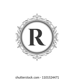 R initial letter logo template with luxury ornament